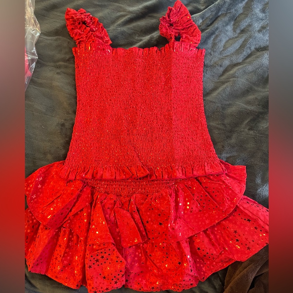 Queen of sparkles red star smocked set